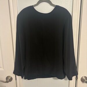 Anne KleinII Silk Black Top Size 14 Women Long Sleeve